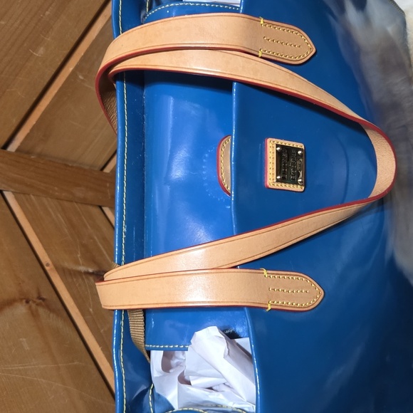 Dooney & Bourke Blue Patent Leather Tote Bag - Picture 7 of 10